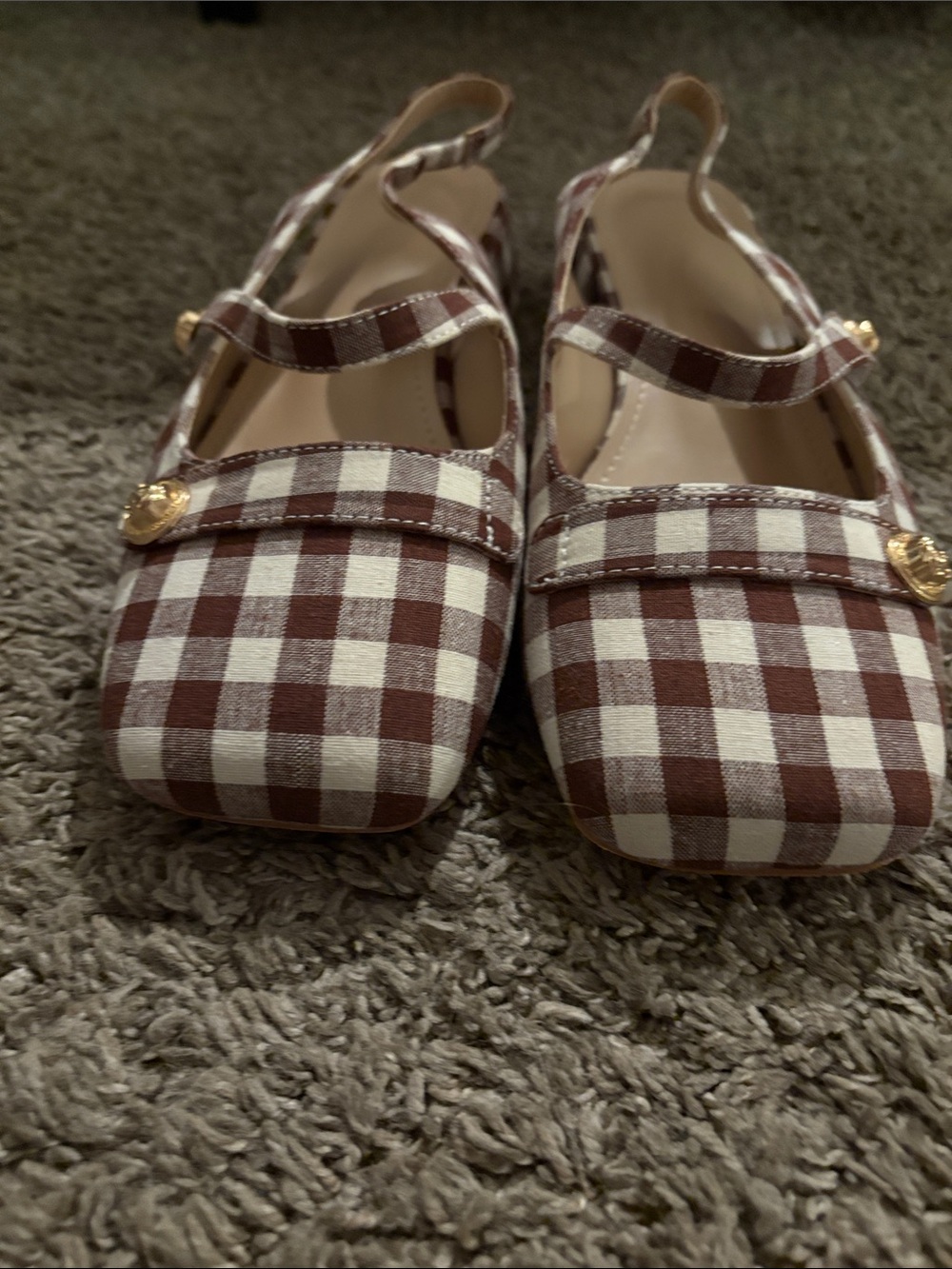 Gingham Slingback Low Block Heel Pump, Size 8, Coquette - Picture 7 of 8